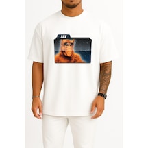 Bahriyeli Collection Oversize Alf Tv Series Yabancı Dizi Göğüs Tasarımlı Unisex T-shirt Beyaz Bahriyeli Collection Oversize Alf Tv Series Yabancı Dizi Göğüs Tasarımlı Unisex T-shirt Beyaz