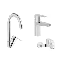 Artema Nora S Lavabo A42878 + Banyo A42870 + Eviye A42871 Krom Üçlü Batarya Set