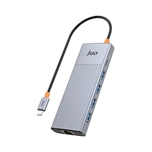 Juo Type-c 9 Portlu Dual 4k 60hz Hdmı Mst Gigabit Ethernet Dönüştürücü 100w Pd 4 Usb 3.2 Çoklayıcı Hub