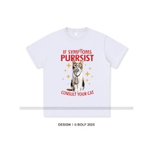 Tarzsokak Beyaz Kediğinize Danışın Baskılı Lar İçin Komik Grafik Tees Yaz Üstleri Purrfect Beyaz