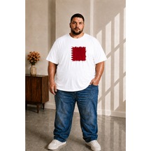 Sngl Tekstil Erkek Büyük Beden Kısa Kollu Bahreyn Bayrak Baskılı Tişört 3xl 4xl 5xl 6xl 7xl 8xl 9xl Beyaz