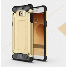 Kilifone - Samsung Galaxy C5 Uyumlu - Kılıf Çift Katman Koruyucu Crash Military Tank Kılıf - Gold Gold