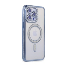 Apple İphone Uyumlu 15 Pro Kılıf Joke Simli Magneticsafe Kılıf - Mavi Çok Renkli