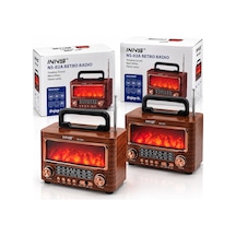 İbreli Şömineli Radyo - Retro Am - Fm - Sw Usb - Type-c Sarjlı Bt - Tf - Usb Speaker Ns-02a Pl-4731