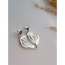 925 Ayar Gümüş Love Çift Best Friends Tasarım Unisex Kolye Ucu Gümüş
