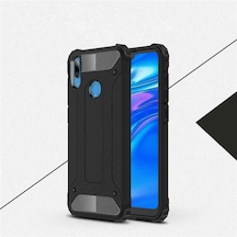 Kilifone - Huawei Uyumlu Y7 Prime 2019 / Y7 2019 - Kılıf Çift Katman Zırh Tank Crash Military Kapak - Siyah