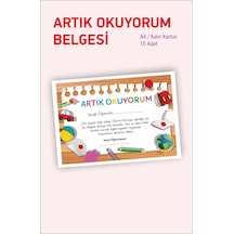 Artık Okuyorum Belgesi 10 Adet Karton Okuma Belgesi