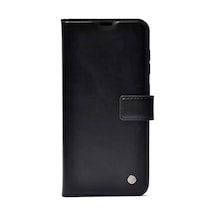 Samsung Galaxy A34 İle Uyumlu Kılıf Kapaklı Cüzdan Kart Bölmeli Stand Olabilen İç Kısım Silikon Kapak Delüx Siyah Çok Renkli