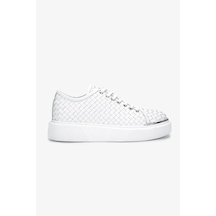 Valmenti Erkek Hakiki Deri Sneakers & Spor Ayakkabı 352 22214 Erk Ayk Y25 Beyaz Orgu Beyaz