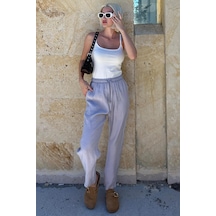 Madmext Gri Ayarlanabilir Bel Rahat Kesim Pantolon Mg2161 Gri