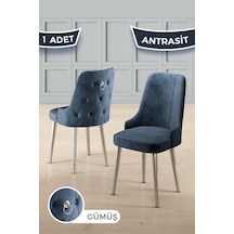 Canisa Newa Serisi 1 Adet Antrasit Sandalye 1.sınıf Babyface Kumaş Gümüş Kaplama Metal Ayaklı Sandalye Antrasit Ayaklar Gümüş