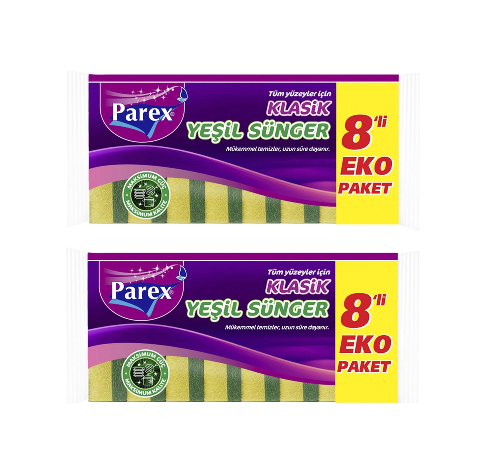 Klasik Yeşil 8'li Düz Sünger İkili Paket