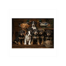 Yavru Köpekler Topluluğu Modern Mdf Tablo