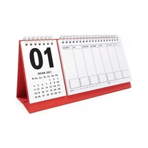 Haftalık Planlamalı 2027 Masa Takvimi - Kırmızı Beyaz