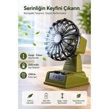 Exenar - Yeşil - Şarjlı Masaüstü Mini Vantilatör Retro Tasarım 2 Kademeli Mini Fan 500 Mah Taşınabilir Fan