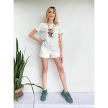 Kadın Ayıcık Baskılı Tshirt Mint
