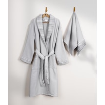 Limira 2'li Set Gri Pamuk 1 Bornoz L-xl 1 Çeyiz Havlu 50x90 2237 Gri