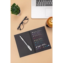 Mcolor Siyah Yapraklı Spiralli Defter (30 Yaprak, A5 Ve Pensan Beyaz Neon Jel Kalem