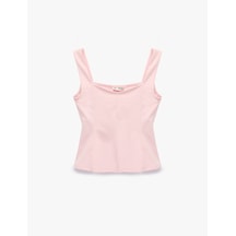 Koton U Yaka Slim Fit Peplum Kolsuz Bluz Pembe 6sal30124ık Gül