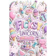 Sevimli Doodle Unicorn Pembe Yavru Kedi Doğum Günü Temalı Sticker Seti - 28 Adet Etiket Çıkartma Diğer