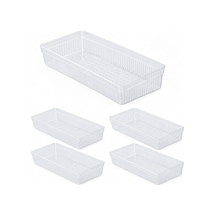 Tr 0383 4'lü Modüler Çekmece İçi Organizer Seti 30x15 Cm Şeffaf Mutfak, Kaşıklık, Kozmetik Ve Ofis Düzenle Genel