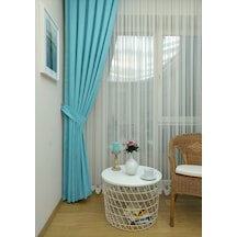 Evdepo Home Turkuaz Fon Perde Tek Kanat (539779744) Turkuaz