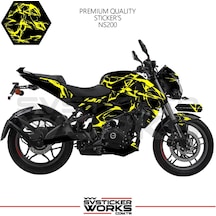Bajaj Ns200 Kaplama Sticker Şimşek Yıldırım Motor Kaplama Modeli Hazır Kit Sarı