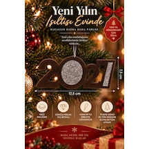 2027 Keçe Yılbaşı Ağacı Süsü Gümüş Taş Detaylı Yeni Yıl Süsü Kahverengi