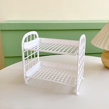 Mor Kawaii Çift Katmanlı Depolama Rafı Masaüstü Katlanır Makyaj Kutusu Raf Raf Kozmetik Depolama Bitirme Yurdu Banyo Mor