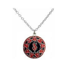 Slipknot Kırmızı Metal Logo Kolye 60 Cm Uzun Alaşımlı Zincirli Rock Takı Çok renkli