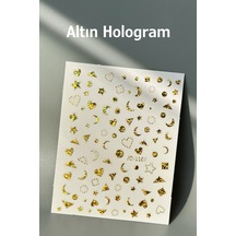Nail Art Sticker Kendinden Yapışkanlı, Tırnak Süsleme, Tırnak Dövmesi Stikır 1167ah Altın-hologram-1167ah