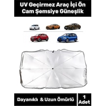Premium Seri Titanyum Gümüş Kaplama Uv Geçirmez Güçlü Dayanıklı Araç İçi Ön Cam Şemsiye Güneşlik