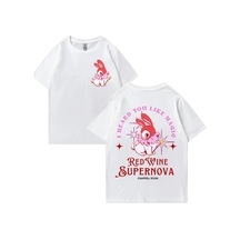 Tarzsokak Kırmızı Şarap Süpernova T Shirt Chappell Roan Erkekler Kadınlar Harajuku Kısa Kollu Orta Batı Beyaz
