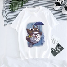 Noıssey Kırmızı Etiket Gala Unisex Totoro Stüdyo Ghibli Goth T-shirt Model103 17060 Beyaz