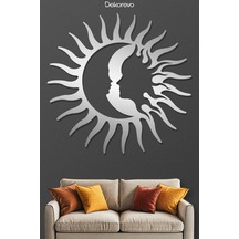 Ay Ve Güneş Metal Duvar Tablosu - Krom - 48 X 50 Cm