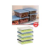 Flora 4'lü Buzdolabı Düzenleyici Set, Buzluk Difriz Derin Dondurucu Buzdolabı Saklama Kabı 4x1100ml Şeffaf