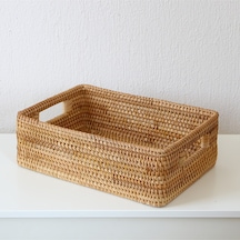 Gamze L Rattan Saklama Kutusu & Dekoratif Sepet 36x26x11 Cm Bej