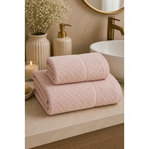 Kristal 2 Li Banyo Havlu Seti 50 90 Baş Havlusu + 90 150 Banyo Havlusu - Pudra