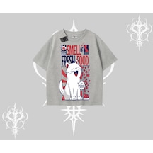 Tarzsokak Smell Of Fresh Food Kedi Baskılı Oversize Tshirt Gri
