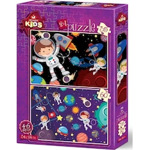 Art Kids 35+60 Parça 2'Li Çocuk Puzzle Uzay