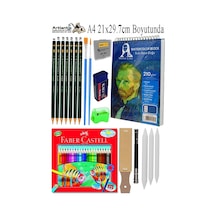 Telli Suluboya Bloğu Kağıdı A4 210gr 20 Yaprak Dokulu Gölgelendirme Zımpara 24 Renk Aquarell Kuruboya Dereceli Uzatma