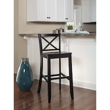 Alaçatı Ahşap Bar Sandalyesi Siyah