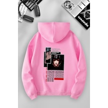 Macklin Unisex Kadın Erkek Uchiha Itachi Sırt Baskılı Özel Tasarım Kapşonlu Sweatshirt Pembe Mck1216 Pembe