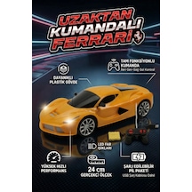 Uzaktan Kumandalı Şarjlı Araba 24 Cm Işıklı Ferrari & Lamborghini Model Full Fonksiyonlu Oyuncak Sarı Ferrari