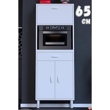 Vio 65 Cm 1 Fırın Veya Mikrodalga Dolabı Çekmeceli Kapaklı Çok Amaçlı Mutfak Dolabı Beyaz