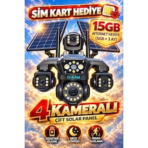 O-kam Oks340 12mp 4 Kameralı 4g Çift Solar Panel Gece Görüş 15gb İnternet Akıllı Kamera