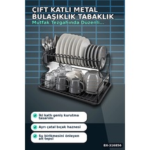 Çift Katlı Bulaşıklık Metal Lux Tabaklık, Mutfak Tezgah Üstü Düzenleyici Bx-316856 Diğer