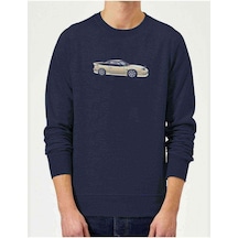 Nissan 240Sx S13 Baskılı Indigo Mavi Erkek Örme Sweatshirt
