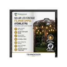 10lu Solar Gunes Enerjili Vintage Filaman Ampul Isik Zinciri Bahce Balkon 8 Modlu Dis Mekan