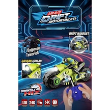 1:10 Uzaktan Kumandalı Rc Drift Akrobasi Motorsikleti - 360 Derece Dönüş - Işıklı - 2.4 Ghz Yeşil
